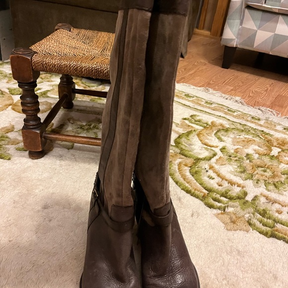 Suede & Leather tall boots (mocha colour) - Picture 6 of 7